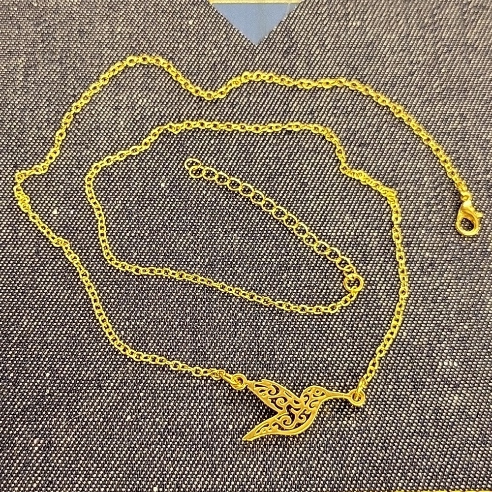 Gold Tone Bird Dove 22" +2" Extension Necklace